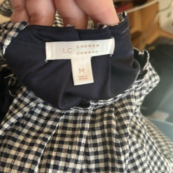 Lauren Conrad Gingham Blue and White Dress, Lined Size Medium - Picture 5 of 5
